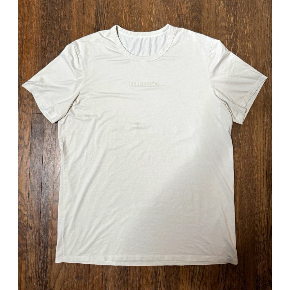 lululemon Mens Light Grey Solid Logo Crew Neck Short Sleeve T-Shirt Size Large L